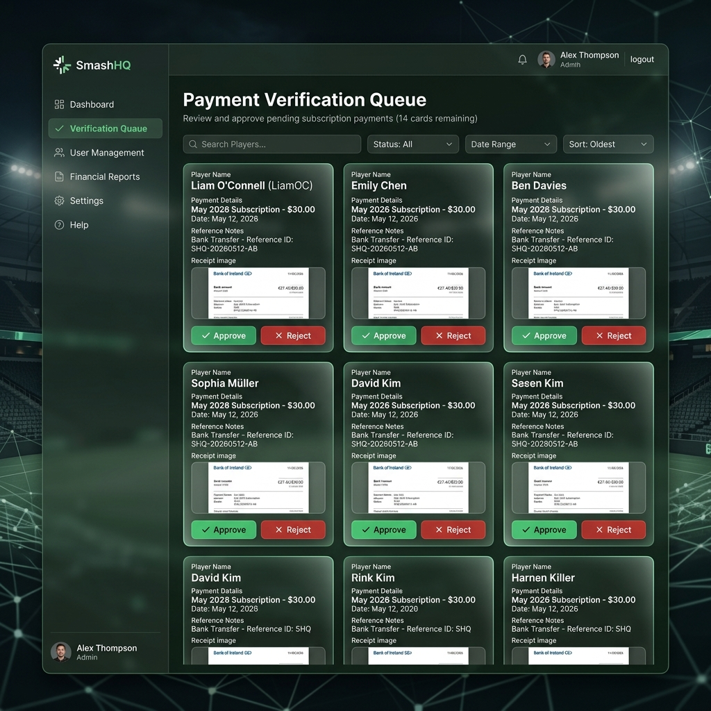 Admin payment verification queue